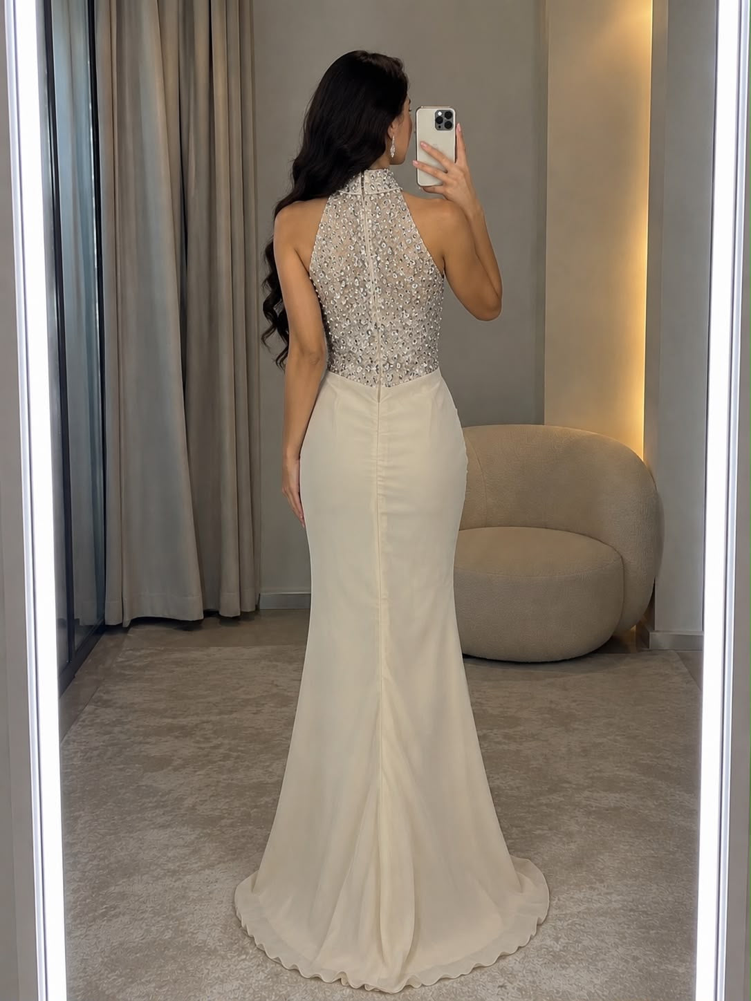 Elegant sequin-embellished evening dress