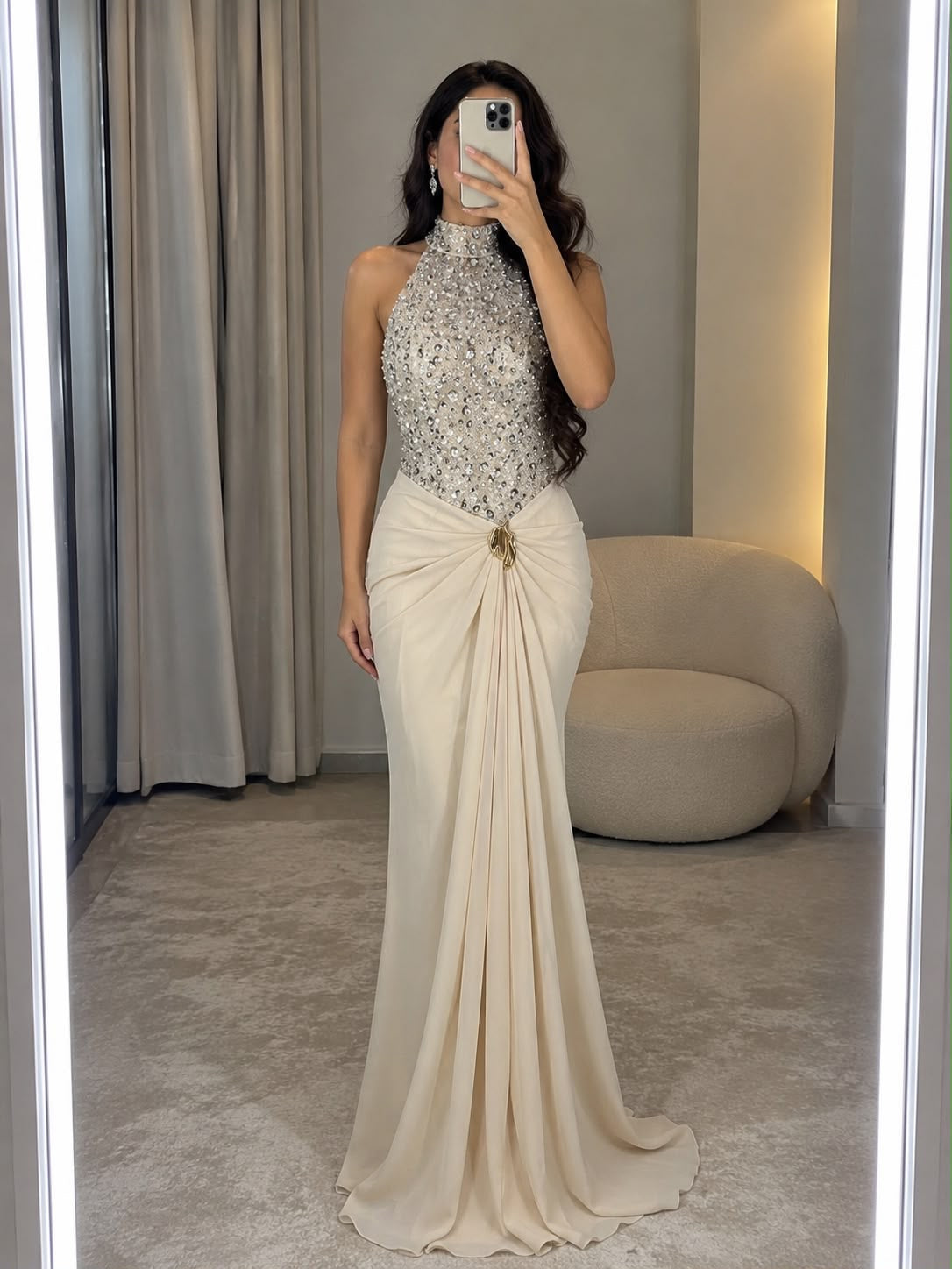 Elegant sequin-embellished evening dress